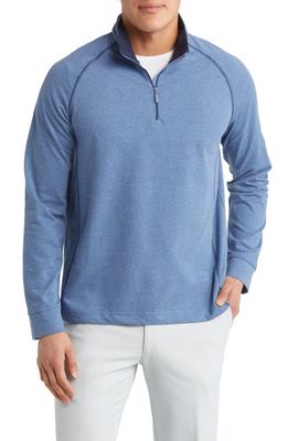 Johnston & Murphy XC4 Quarter Zip Piqué Performance Golf Pullover in Blue