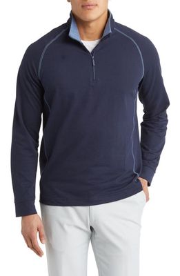 Johnston & Murphy XC4 Quarter Zip Piqué Performance Golf Pullover in Navy