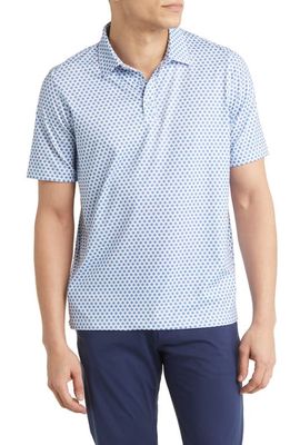 Johnston & Murphy XC4® Floral Medallion Performance Golf Polo in White/Blue