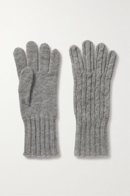 Johnstons of Elgin - Cable-knit Cashmere Gloves - Silver