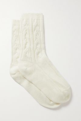 Johnstons of Elgin - Cable-knit Cashmere Socks - White
