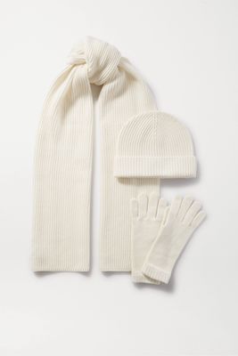 Johnstons of Elgin - Cashmere Hat, Scarf And Gloves Set - Cream