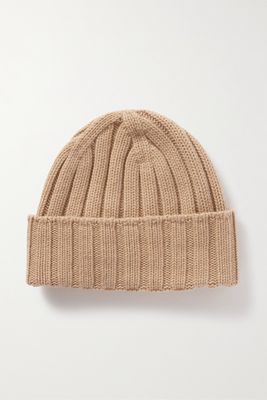 Johnstons of Elgin - Ribbed Cashmere Beanie - Brown