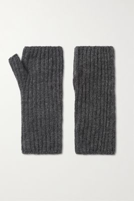 Johnstons of Elgin - Ribbed Cashmere Fingerless Gloves - Gray