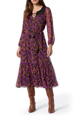 Joie Arioste Floral PrintTiered Silk Midi Dress in Phlox Multi