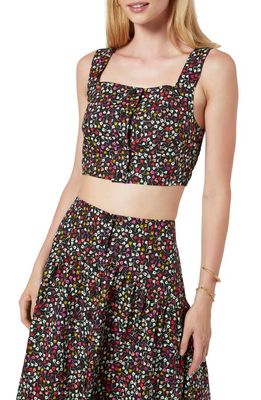Joie Bronsonna Floral Square Neck Crop Top in Caviar Multi