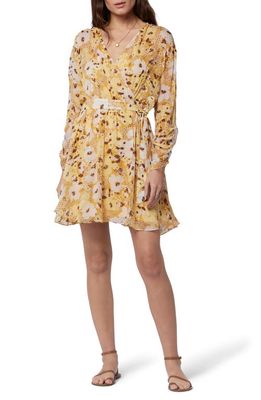 Joie Clara Floral Long Sleeve Silk Minidress in Amber Gold Multi