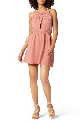Joie Eve Halter Minidress in Canyon Rose