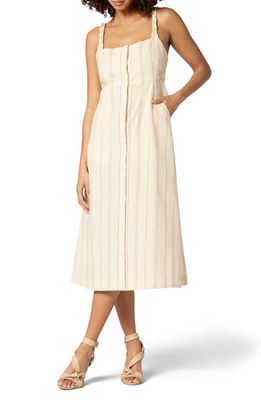 Joie Francesca Linen Blend Midi Dress in Tan Multi
