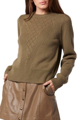 Joie Iena Pointelle Crewneck Wool Sweater in Stone Grey