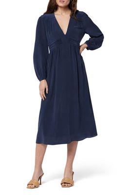 Joie Kaz Long Sleeve Silk Maxi Dress in Navy Blazer