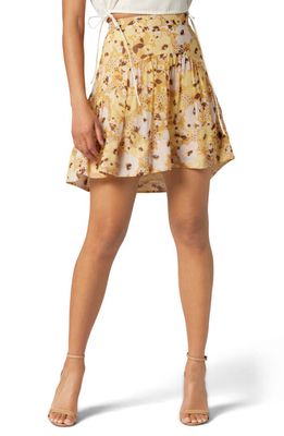 Joie Lesly Floral Print Silk Skirt in Amber Gold Multi