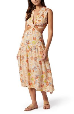 Joie Maeve Floral Cutout Silk Sundress in Apricot Buff Multi
