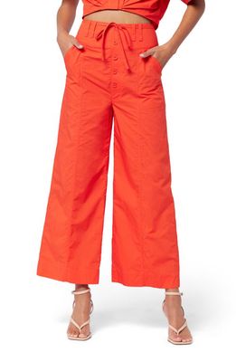 Joie Mara Drawstring Cotton Pants in Vibrant Red