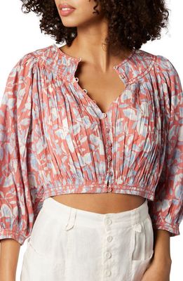 Joie May Floral Cropped Blouse in Celestial Blue Multi