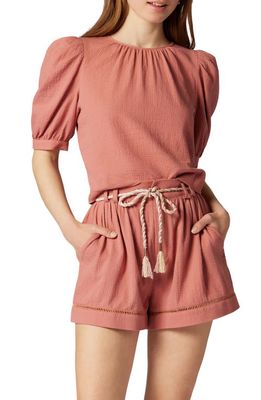 Joie Moira Textured Tie Back Puff Sleeve Top in Canyon Rose