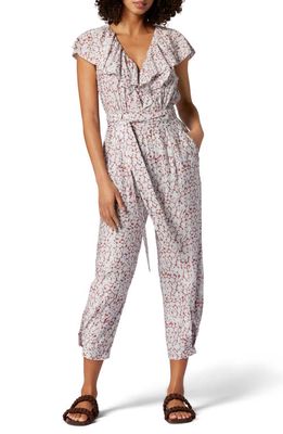 Joie Nell Floral Ruffle Tie Waist Jumpsuit in Gray Dawn Multi