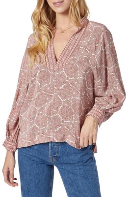 Joie Perci Floral Silk Blouse in Porcelain Burnt Henna