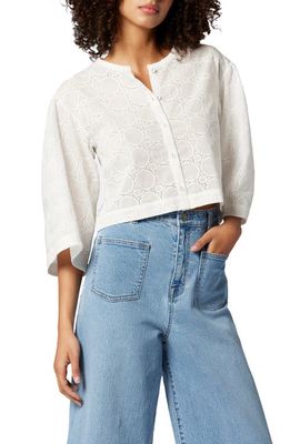 Joie Persephone Eyelet Embroidered Cotton Top in Porcelain