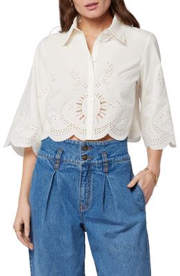 Joie Phoebe Eyelet Cotton Button-Up Shirt in Porcelain