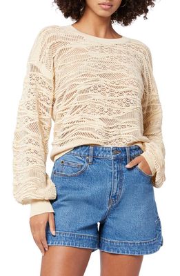 Joie Val Open Stitch Linen Blend Sweater in Bleached Sand