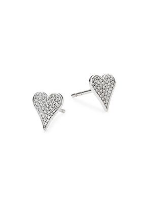Jojo 14K White Gold & Diamond Heart Stud Earrings