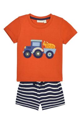 JOJO MAMAN BEBE Tractor Cow Appliqué T-Shirt & Shorts Set in Rust