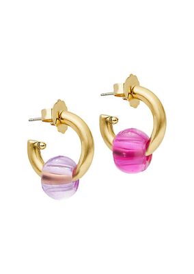 Jolly 24K Gold-Plated & Glass Bead Hoop Earrings