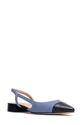 Jon Josef Rio Slingback Pointy Cap Toe Flat in Denim Combo