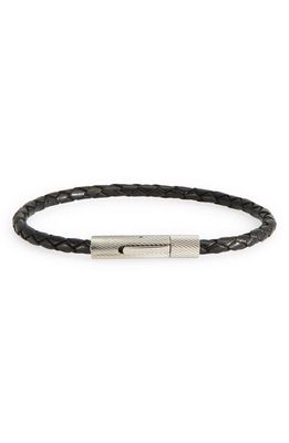 Jonas Studio Men's Single Braided Leather Bracelet in Black 