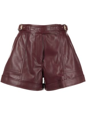Jonathan Simkhai buckled-waist detail faux leather shorts - Red
