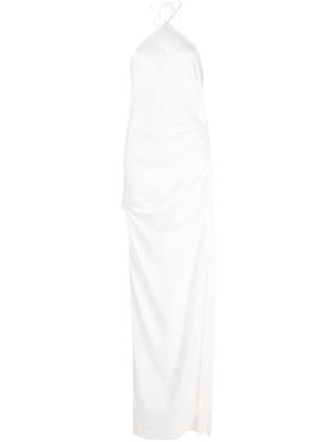Jonathan Simkhai Classic Woven halterneck satin gown - WHITE
