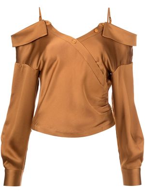 Jonathan Simkhai cold-shoulder shift blouse - Brown