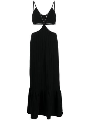 Jonathan Simkhai crystal-trim pleated midi dress - BLACK