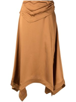JONATHAN SIMKHAI draped-scarf detail asymmetric skirt - Brown