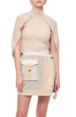 Jonathan Simkhai Jeannie Cape Sleeve Wool & Cashmere Sweater in Sand