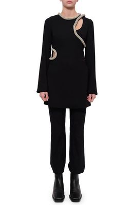 Jonathan Simkhai Katharine Diamante Embroidery Long Sleeve Minidress in Black