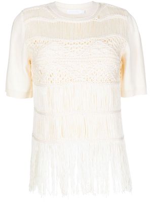 Jonathan Simkhai knitted fringe-detail top - White