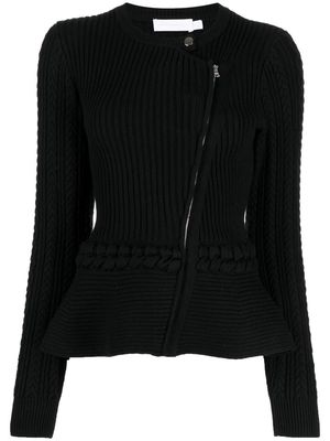 Jonathan Simkhai knitted peplum biker jacket - Black