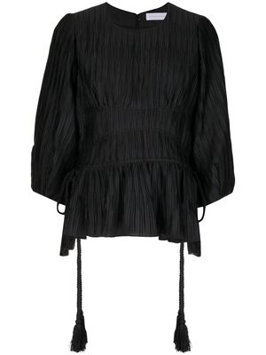 Jonathan Simkhai pleated peplum blouse - Black