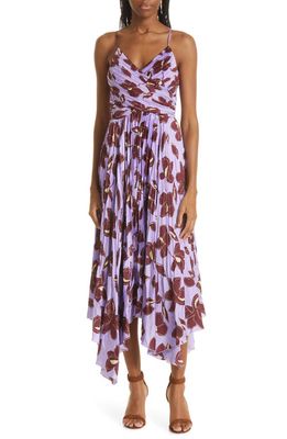 Jonathan Simkhai Portia Floral Collage Handkerchief Hem Dress in Lavender Print