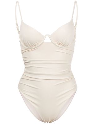 Jonathan Simkhai ruched cup swimsuit - White