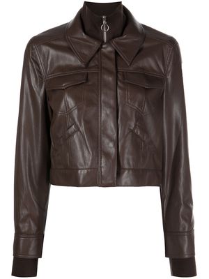 Jonathan Simkhai Standard faux-leather buttoned fitted jacket - COFFEE