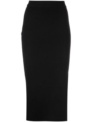 Jonathan Simkhai Standard ribbed sli-detailed midi skirt - Black