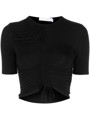 Jonathan Simkhai Standard ruched tie-fastening cropped top - Black