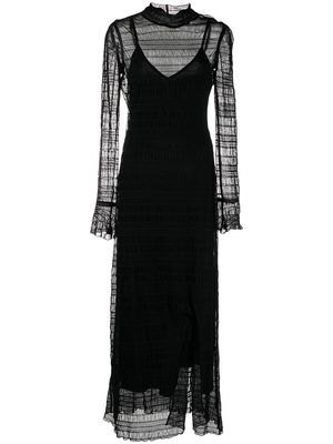 Jonathan Simkhai Standard smocked-detail long-sleeved dress - Black