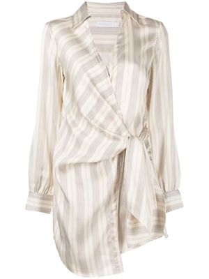 Jonathan Simkhai Standard stripe-print wrap dress - Neutrals