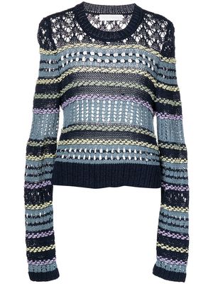 Jonathan Simkhai striped crochet-knit jumper - Blue
