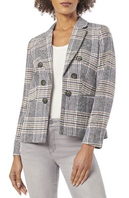 Jones New York Brushed Classic Plaid Double Breasted Jacket in Pacific Navy Multi