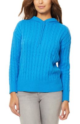 Jones New York Cable Knit Hoodie in Electric Blue